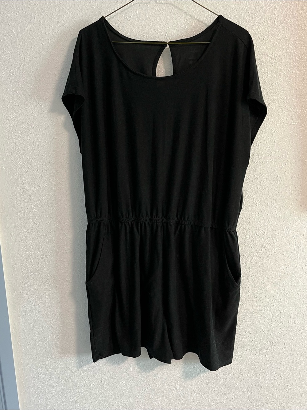 just be Black Short Sleeve Shorts Romper with Pockets Size 2X